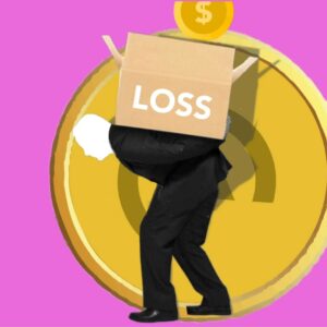 illustration of man carrying box of financial loss on back
